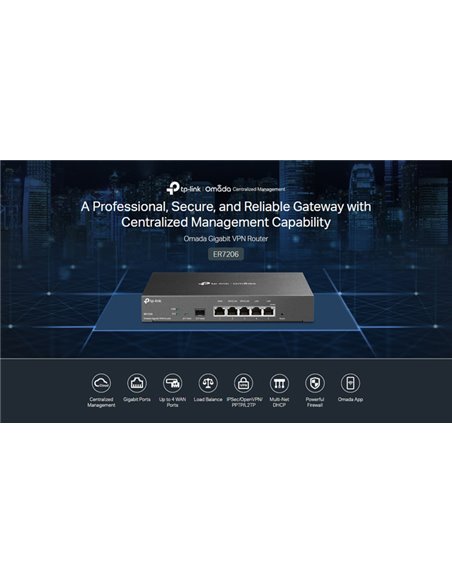 TP-LINK Gigabit VPN Router ER7206, 5x Gigabit & 1x SFP port, Ver. 1.0