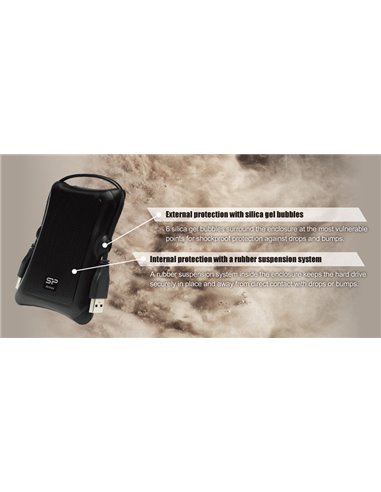 SILICON POWER εξωτερικός HDD Armor A30, 1TB, USB 3.2, μαύρος