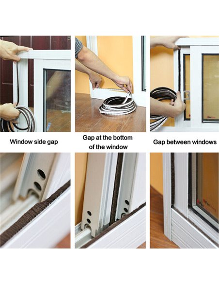 HOME USE Αυτοκόλλητη μονωτική ταινία HUH-0086 για παράθυρα, 7x6mm, 5m, καφέ