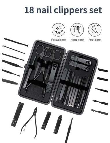 Σετ περιποίησης νυχιών & προσώπου BTHU-0029, με θήκη, 20τμχ