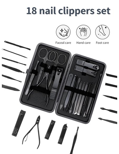 Σετ περιποίησης νυχιών & προσώπου BTHU-0029, με θήκη, 20τμχ