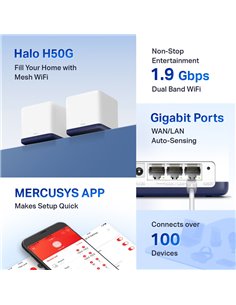 MERCUSYS Mesh Wi-Fi System Halo H50G, 1.9Gbps Dual Band, 3τμχ, Ver. 1.0