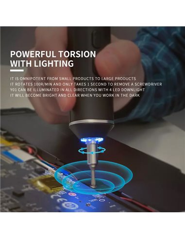 JAKEMY ηλεκτρικό κατσαβίδι JM-Y01 με LED φακό, 2000mAh, 20 μύτες