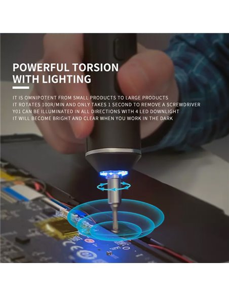 JAKEMY ηλεκτρικό κατσαβίδι JM-Y01 με LED φακό, 2000mAh, 20 μύτες