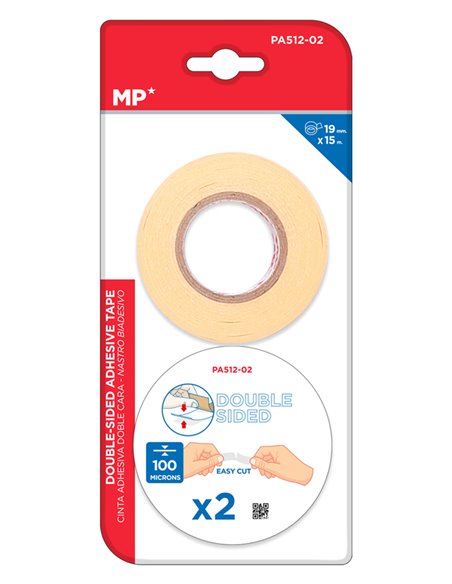 MP κολλητική ταινία διπλής όψεως PA512-02, 19mm, 15m, μπεζ, 2τμχ
