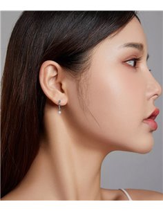 BAMOER σκουλαρίκια κρίκος SCE1257 με πέρλα, ασήμι 925, ασημί