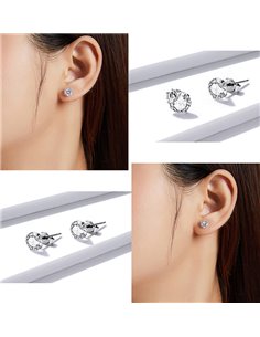 BAMOER σκουλαρίκια καρφωτά BSE166 με κυβική ζιρκόνια, 6mm, ασήμι 925