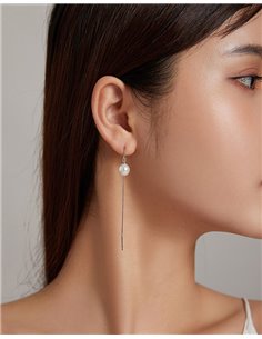 BAMOER σκουλαρίκια κρεμαστά SCE878-B με πέρλα, ασήμι 925, ασημί