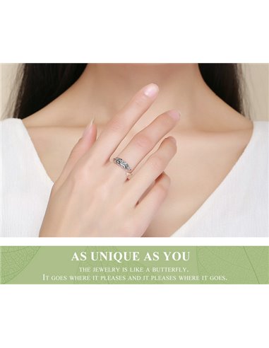 BAMOER δαχτυλίδι SCR313, κυβική ζιρκόνια, ανοιγόμενο, ασήμι 925, ασημί