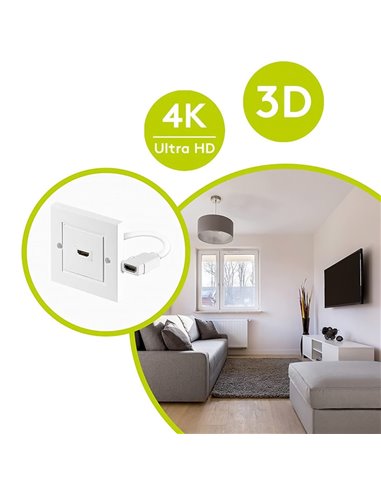 GOOBAY πρίζα τοίχου HDMI 51722, gold-plated, 4K, λευκή