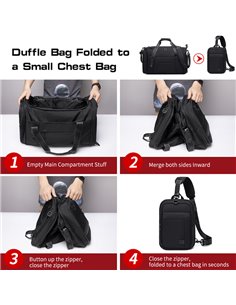 ARCTIC HUNTER τσάντα ταξιδίου LX00021, πτυσσόμενη, 30L, μαύρη