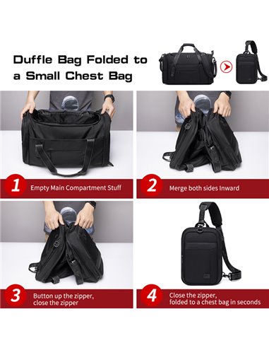 ARCTIC HUNTER τσάντα ταξιδίου LX00021, πτυσσόμενη, 30L, μαύρη