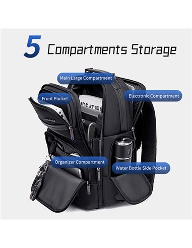 ARCTIC HUNTER τσάντα πλάτης B00492 με θήκη laptop 15.6", 22L, μαύρη