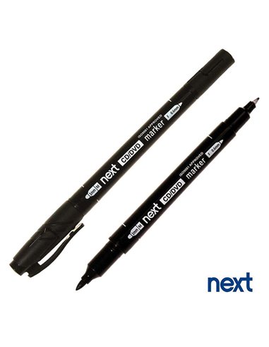 Next διπλός μαρκαδόρος ανεξίτηλος για CD/DVD μαύρος 0,6mm - 1mm