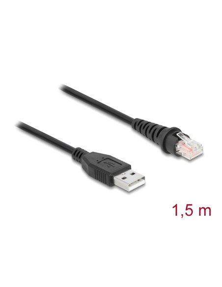 DELOCK καλώδιο USB σε RJ50 90598 για barcode scanner, 1.5m, μαύρο