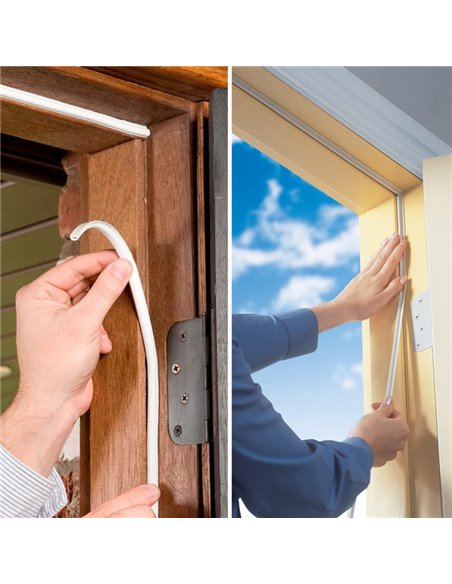 Αυτοκόλλητη μονωτική ταινία HUH-0096 για παράθυρα, 9x6mm, 5m, λευκή