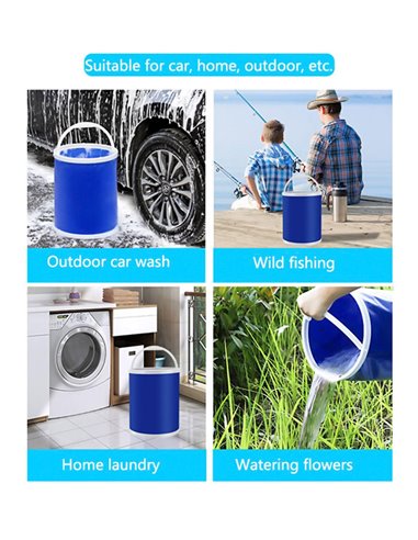 Πτυσσόμενος κουβάς FISH-0051, υφασμάτινος, 13L, Φ24x30cm, μπλε