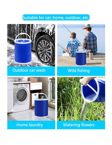 Πτυσσόμενος κουβάς FISH-0051, υφασμάτινος, 13L, Φ24x30cm, μπλε