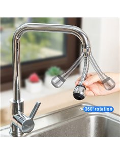 HOME USE κεφαλή βρύσης HUH-0104 με εύκαμπτο σπιράλ, 14.5cm, ασημί