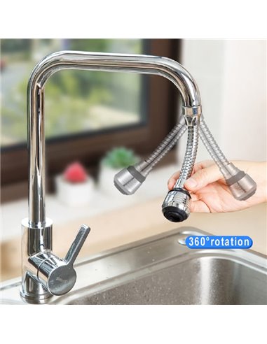 HOME USE κεφαλή βρύσης HUH-0104 με εύκαμπτο σπιράλ, 14.5cm, ασημί