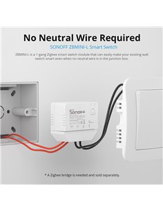 SONOFF smart διακόπτης ZBMINI-L, 1-gang, ZigBee 3.0, λευκός