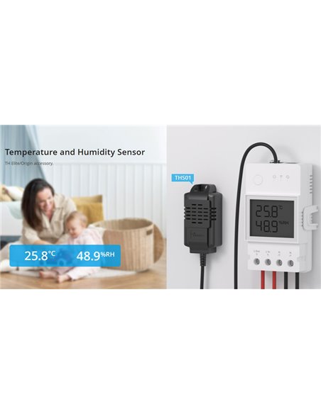 SONOFF αισθητήρας θερμοκρασίας & υγρασίας THS01, RJ11, 50cm, μαύρος