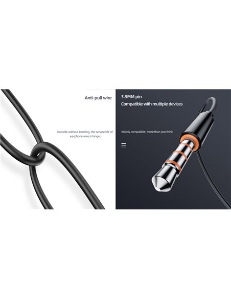 YISON earphones με μικρόφωνο X2, 3.5mm σύνδεση, Φ10mm, 1.36m, λευκά