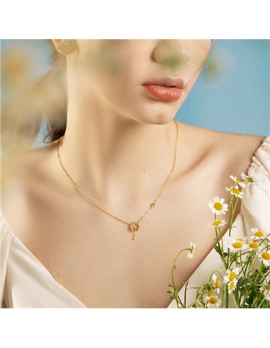 BAMOER κολιέ CHN022 με κυβική ζιρκόνια, ασήμι 925, χρυσό