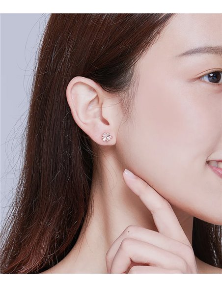 BAMOER σκουλαρίκια καρφωτά BSE233, κυβική ζιρκόνια, ασήμι 925, ροζ χρυσό