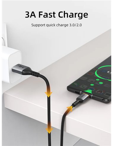 CABLETIME καλώδιο USB σε USB-C CT-AMCM3A, 3A, 2m, μαύρο