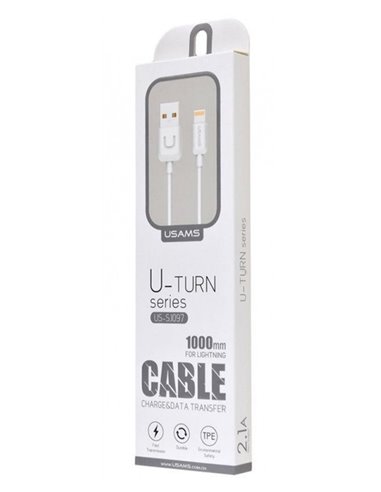 USAMS καλώδιο Lightning σε USB US-SJ097, 2.1A, 1m, λευκό