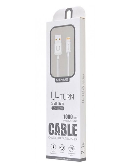 USAMS καλώδιο Lightning σε USB US-SJ097, 2.1A, 1m, λευκό
