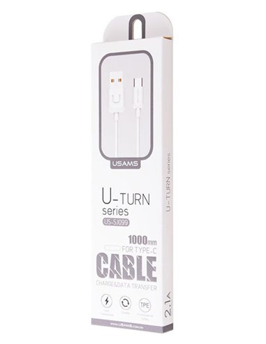 USAMS καλώδιο USB-C σε USB US-SJ099, 2.1A, 1m, λευκό
