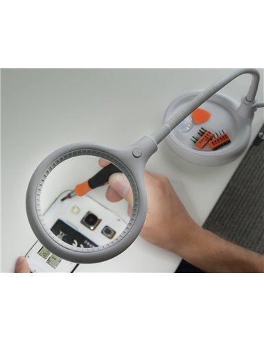 GOOBAY μεγεθυντικός φακός 60359 με κλιπ & βάση, LED, 3 διόπτρες, λευκός