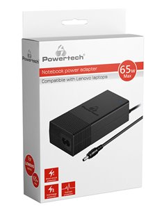 POWERTECH φορτιστής laptop PT-1038 για Lenovo, 65W, 1.8m, μαύρος