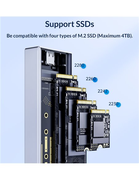 ORICO θήκη για Μ.2 SATA SSD CM2C3-GY-BP, 6Gbps, έως 4TB, γκρι