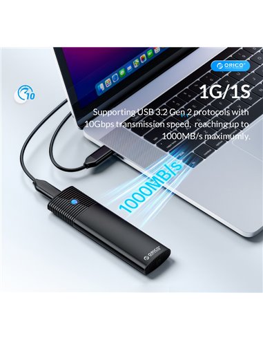 ORICO θήκη για Μ.2 NVMe SSD PWM2-G2-BK-EP, 10Gbps, έως 4TB, μαύρη