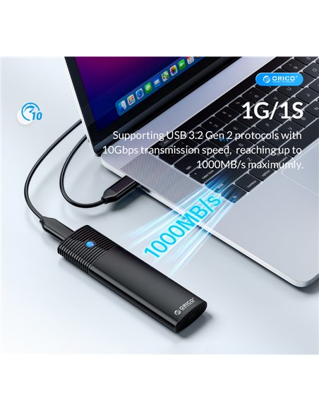 ORICO θήκη για Μ.2 NVMe SSD PWM2-G2-BK-EP, 10Gbps, έως 4TB, μαύρη
