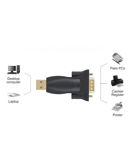 POWERTECH αντάπτορας USB 2.0 σε RS232 CAB-U152, PL2303TA, μαύρος