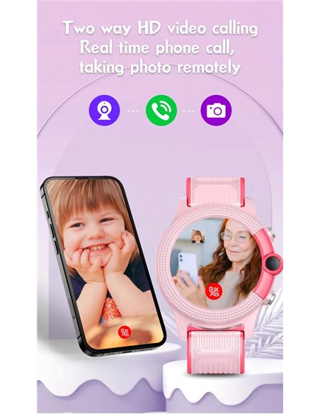 INTIME GPS smartwatch για παιδιά IT-051, 1.28", camera, 4G, IPX7, μαύρο