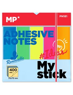 MP αυτοκόλλητα χαρτάκια σημειώσεων PN181 75x75mm, 400+100τμχ, χρωματιστά