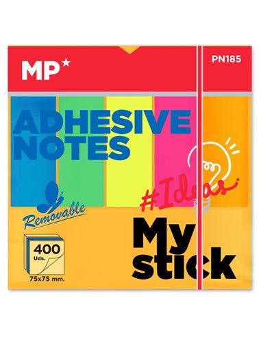 MP αυτοκόλλητα χαρτάκια σημειώσεων PN185 75x75mm, 400+100τμχ, χρωματιστά