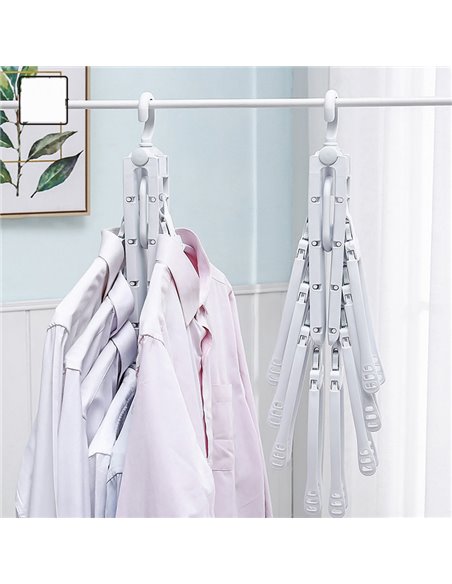 Κρεμάστρα ντουλάπας HUH-0107, 8 θέσεων, αναδιπλούμενη, λευκή