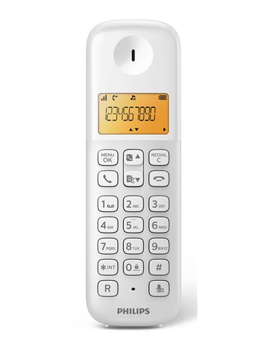 PHILIPS ασύρματο τηλέφωνο D1601W-34, με ελληνικό μενού, λευκό