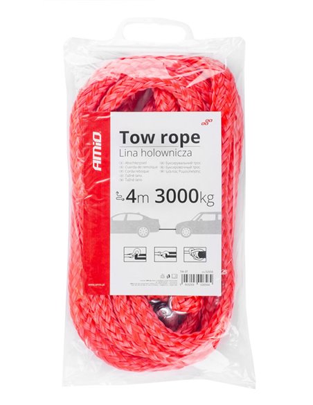 AMIO ιμάντας ρυμούλκησης αυτοκινήτου 02656, έως 3000kg, 4m, κόκκινος