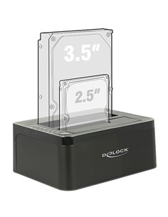 DELOCK docking station για 2.5" ή 3.5" SATA HDD/SSD 62661, 2 θέσεων, 6Gbps, clone function, μαύρο