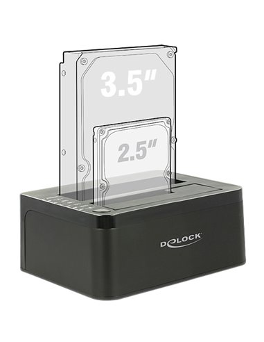 DELOCK docking station για 2.5" ή 3.5" SATA HDD/SSD 62661, 2 θέσεων, 6Gbps, clone function, μαύρο