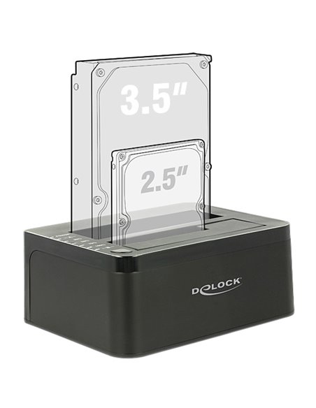 DELOCK docking station για 2.5" ή 3.5" SATA HDD/SSD 62661, 2 θέσεων, 6Gbps, clone function, μαύρο