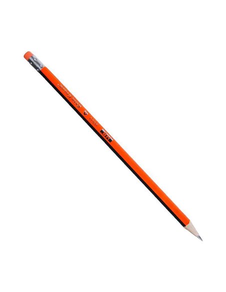 Μολύβι τριγωνικό με σβήστρα - ξύστρα πορτοκαλί 12τεμ