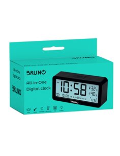 BRUNO ξυπνητήρι BRN-0128 με μέτρηση θερμοκρασίας και υγρασίας, μαύρο